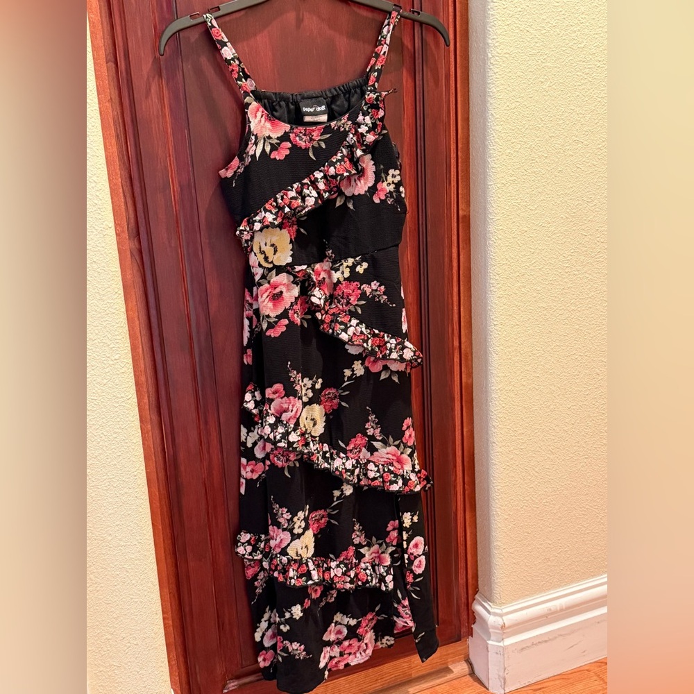Pink and Orange Asymmetrical Halter Sundress